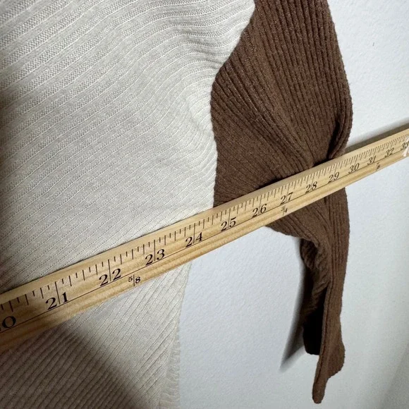 Earthbound Trading Co Hooded Knit Sweater Cream Brown Colorblock XL - Picture 7 of 9